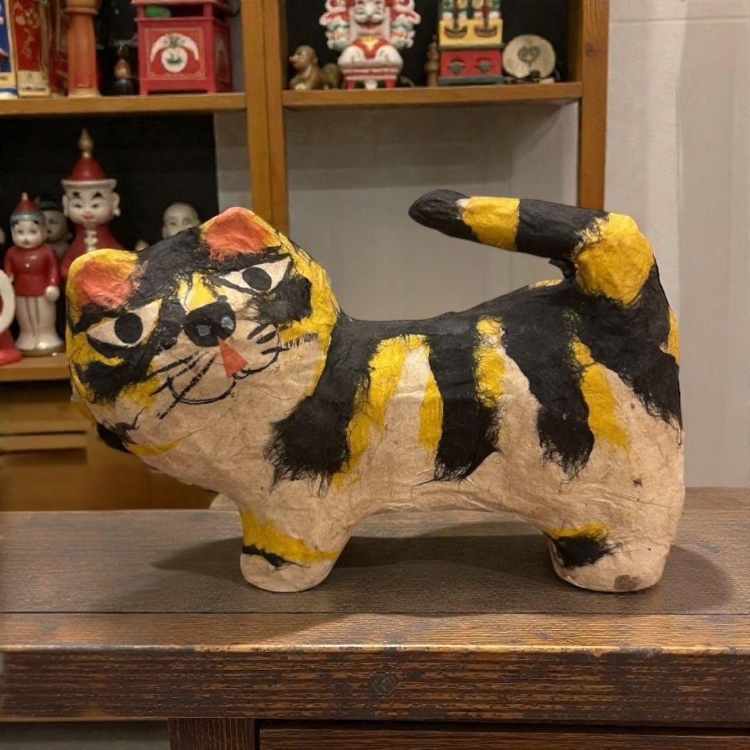 1972年栃木県廃絶郷土玩具 「やはた工房」五十嵐豊 の虎の張子（烏山和紙）民藝