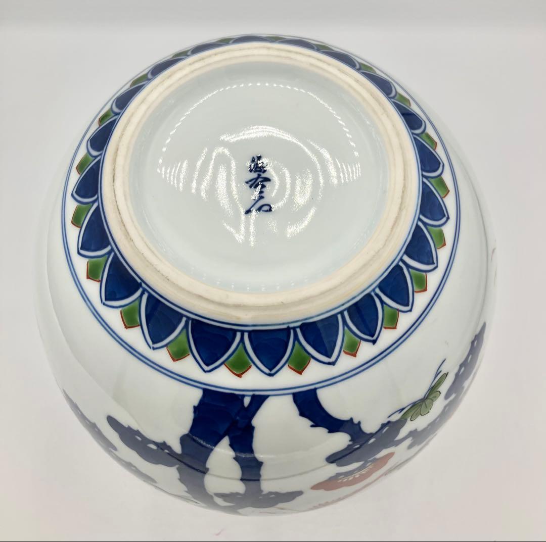 ◯ 有田焼 源右衛門窯 「染錦松鶴花瓶」