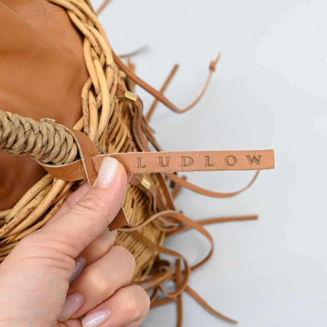 46214★夏 ラドロー カゴバッグ フリンジ 籐 ラタン×レザー バケット