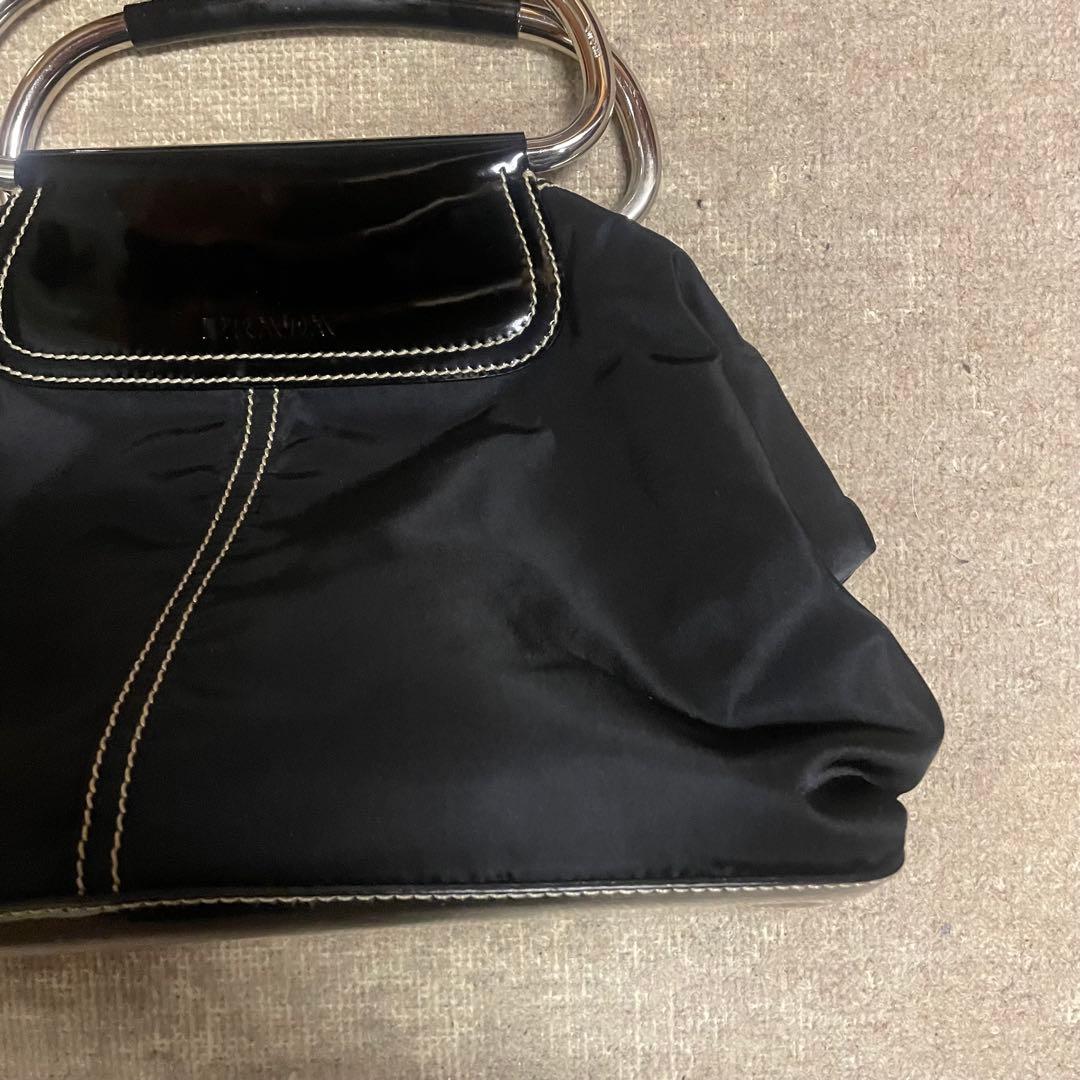 PRADA プラダ ボストンバック ハンドバッグbag 黒 エナメル