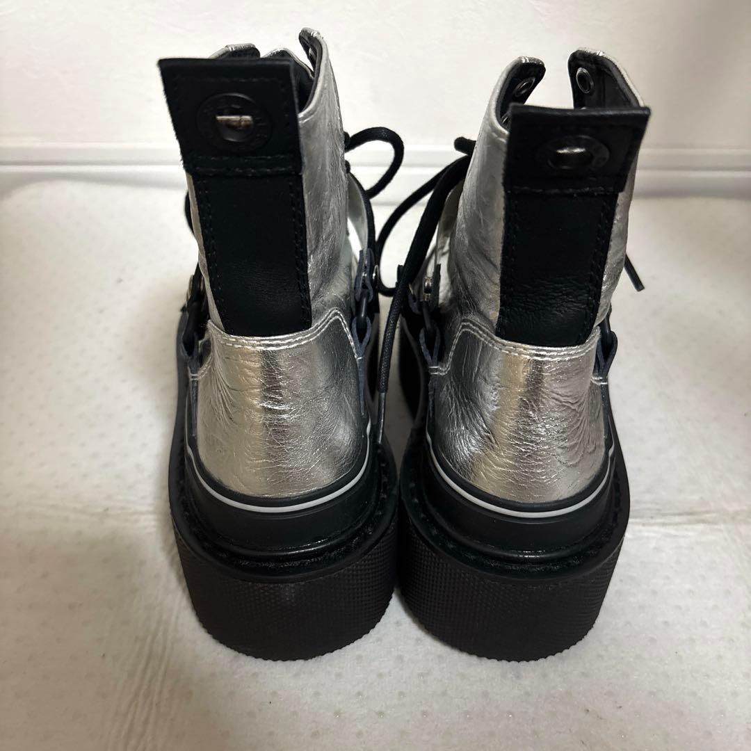 diesel 厚底ブーツ シルバー
