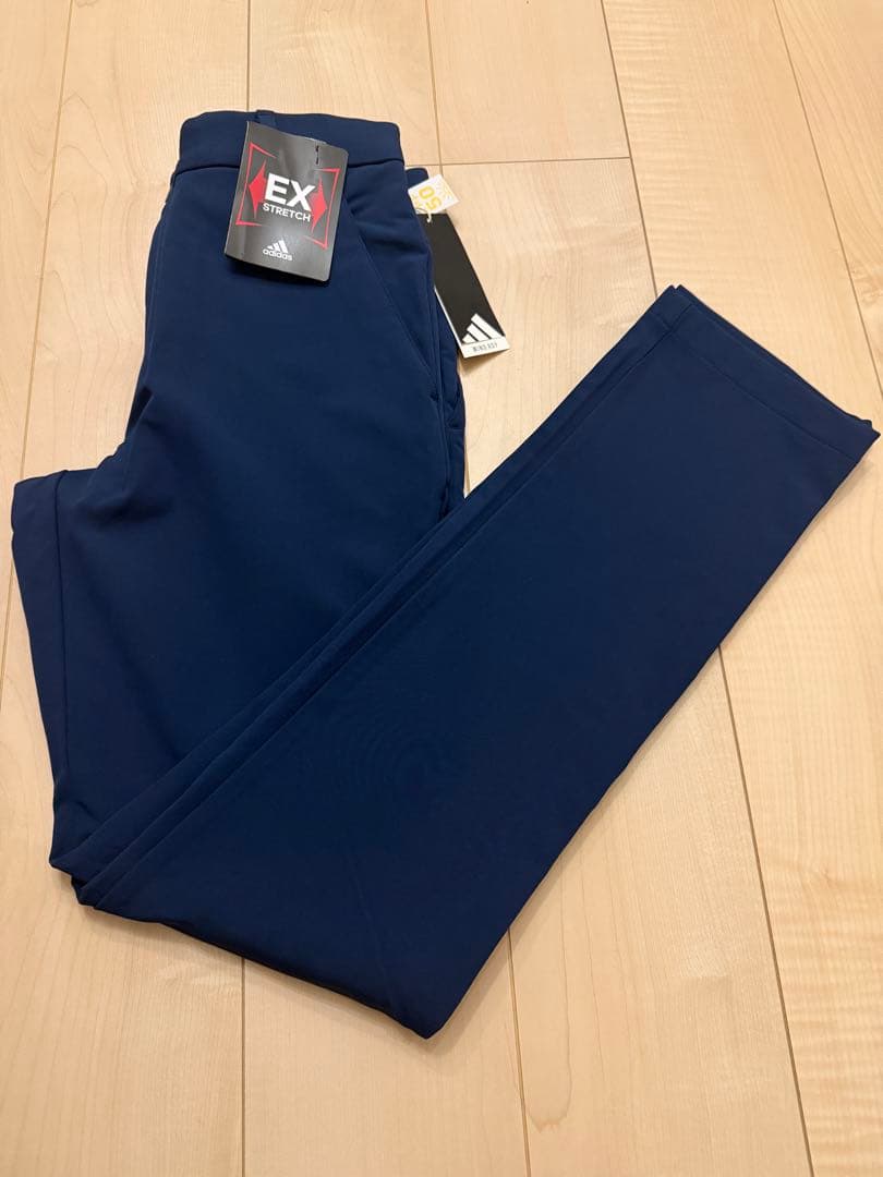 【新品】adidas ゴルフ ロングパンツ 裏起毛 ネイビー 79
