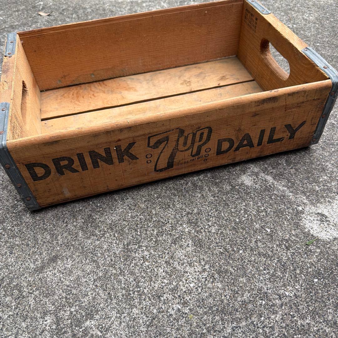 1971年製　70s 7UP ヴィンテージ　木製　ウッド　ボックス　コンテナ