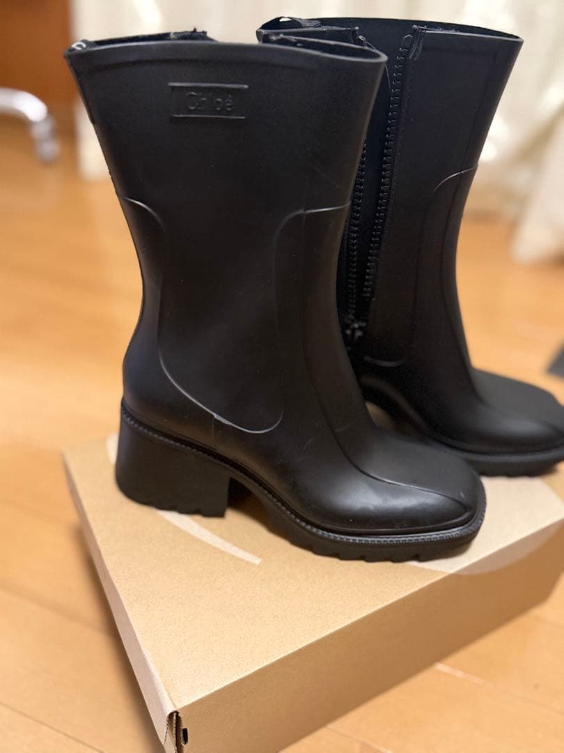 Chloé ブラック レインブーツ ヒール付き