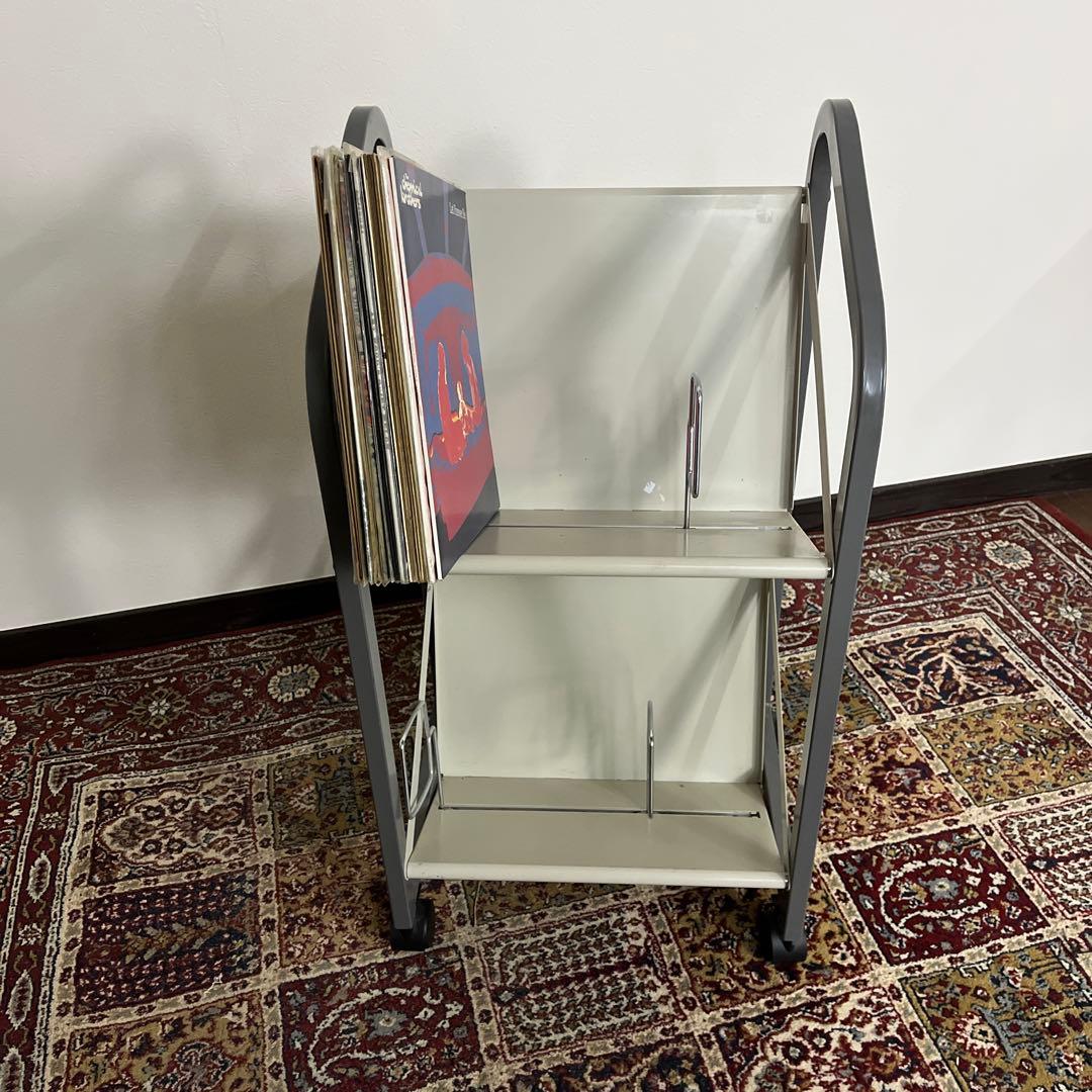 高強度◾️キャスター付き スチール製 レコードラック 本棚 ファイルワゴン 収納