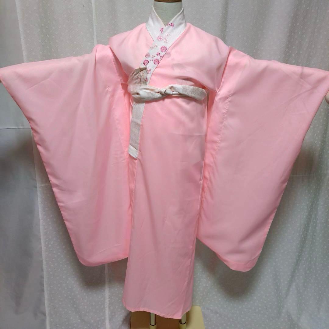 七五三　女の子　７歳　正絹着物　長襦袢　袋帯　御所車花文　暈し染め　金彩　逸品