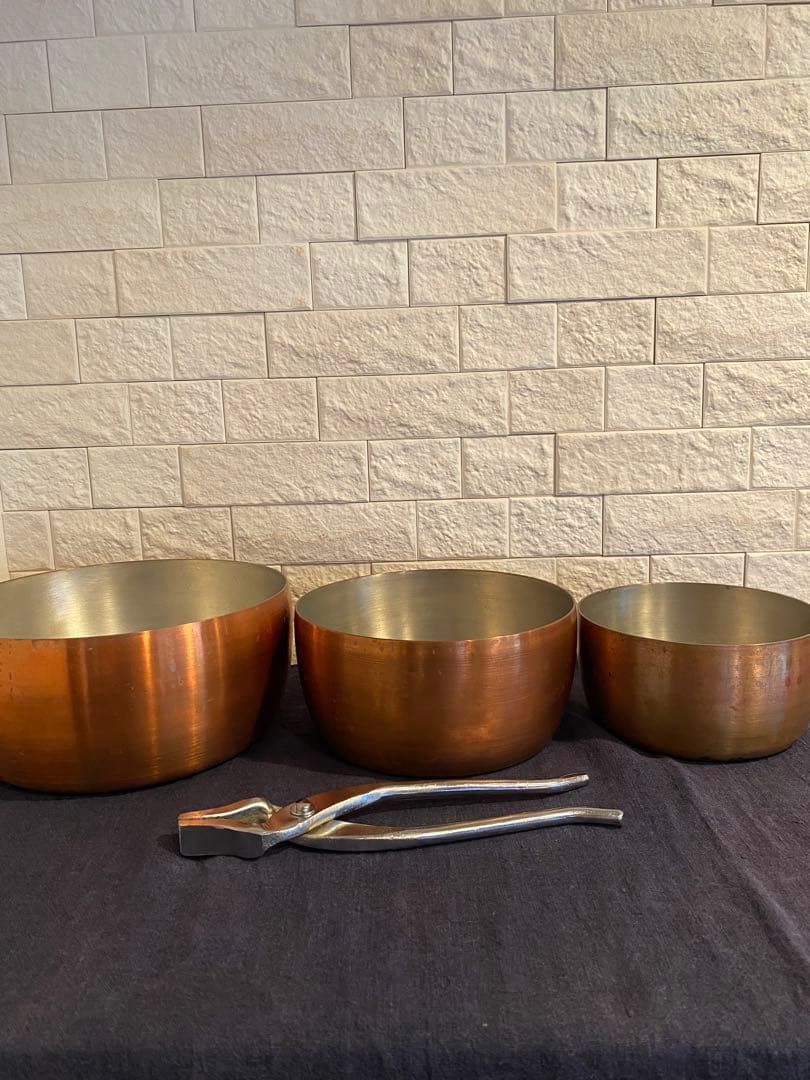日本橋木屋　入れ子鍋　やっとこ鍋　銅３つセット
