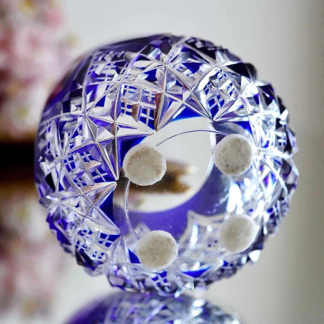 美品★希少オールドバカラBACCARAT コルベール ブルー色被せ 小物入れ A