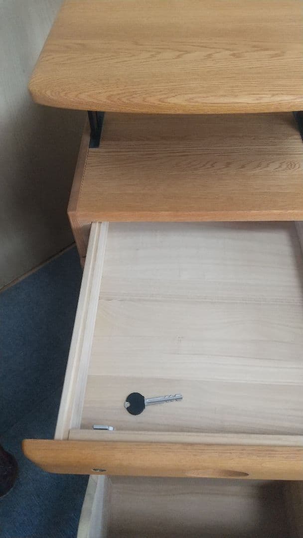 マルニ木工 学習机 袖机 天然木 昇降式ワゴン