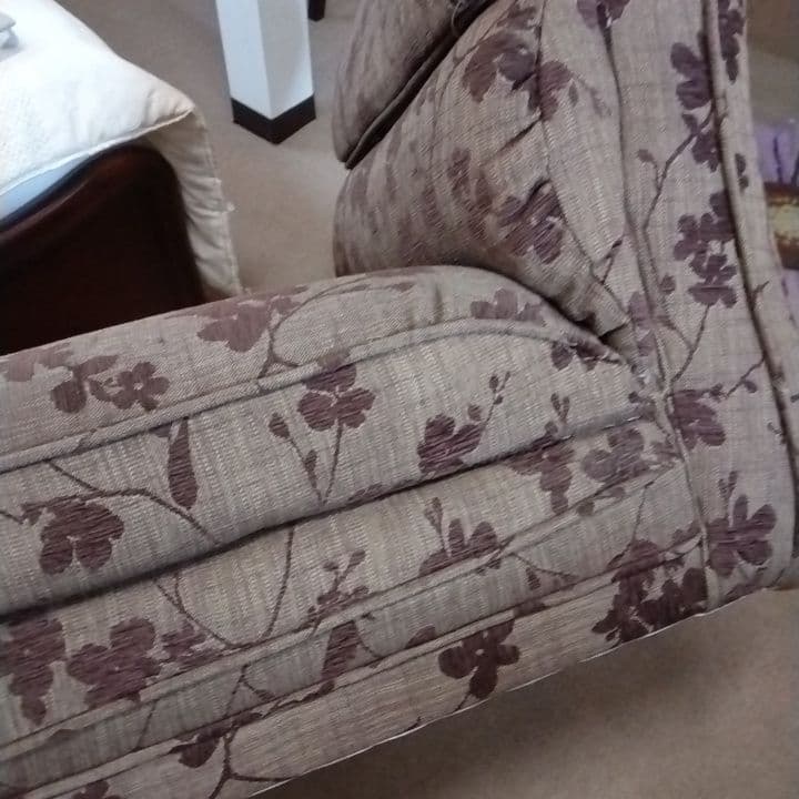 1人掛けソファ パーソナルチェア 花柄 ブラウン 国産家具 昭和・平成レトロ