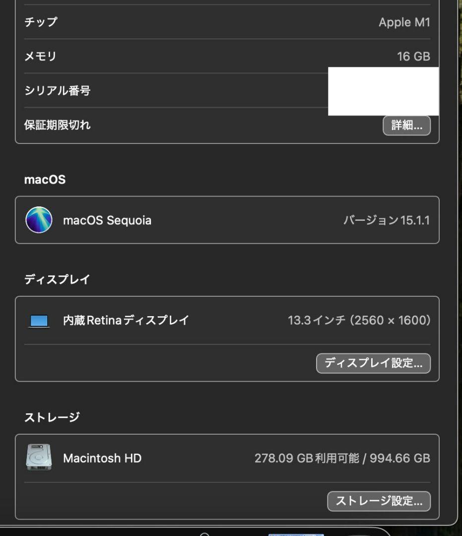 MacBook Pro 13インチ M1 2020/16GB/1TB/おまけ付き