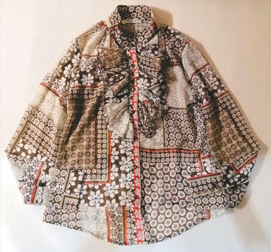 【極美品25300円】ナラカミーチェ♦完売✨シフォンフラワープリントフリル