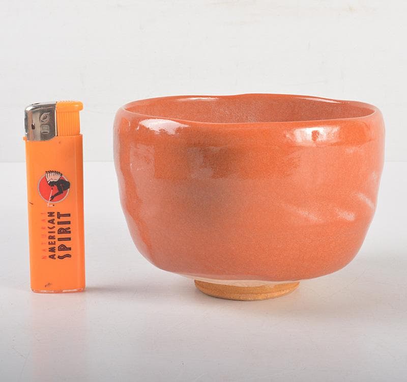 茶道具　楽吉左衛門　赤楽茶碗　喜長角印　共布共箱　M　R5251