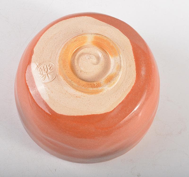 茶道具　楽吉左衛門　赤楽茶碗　喜長角印　共布共箱　M　R5251