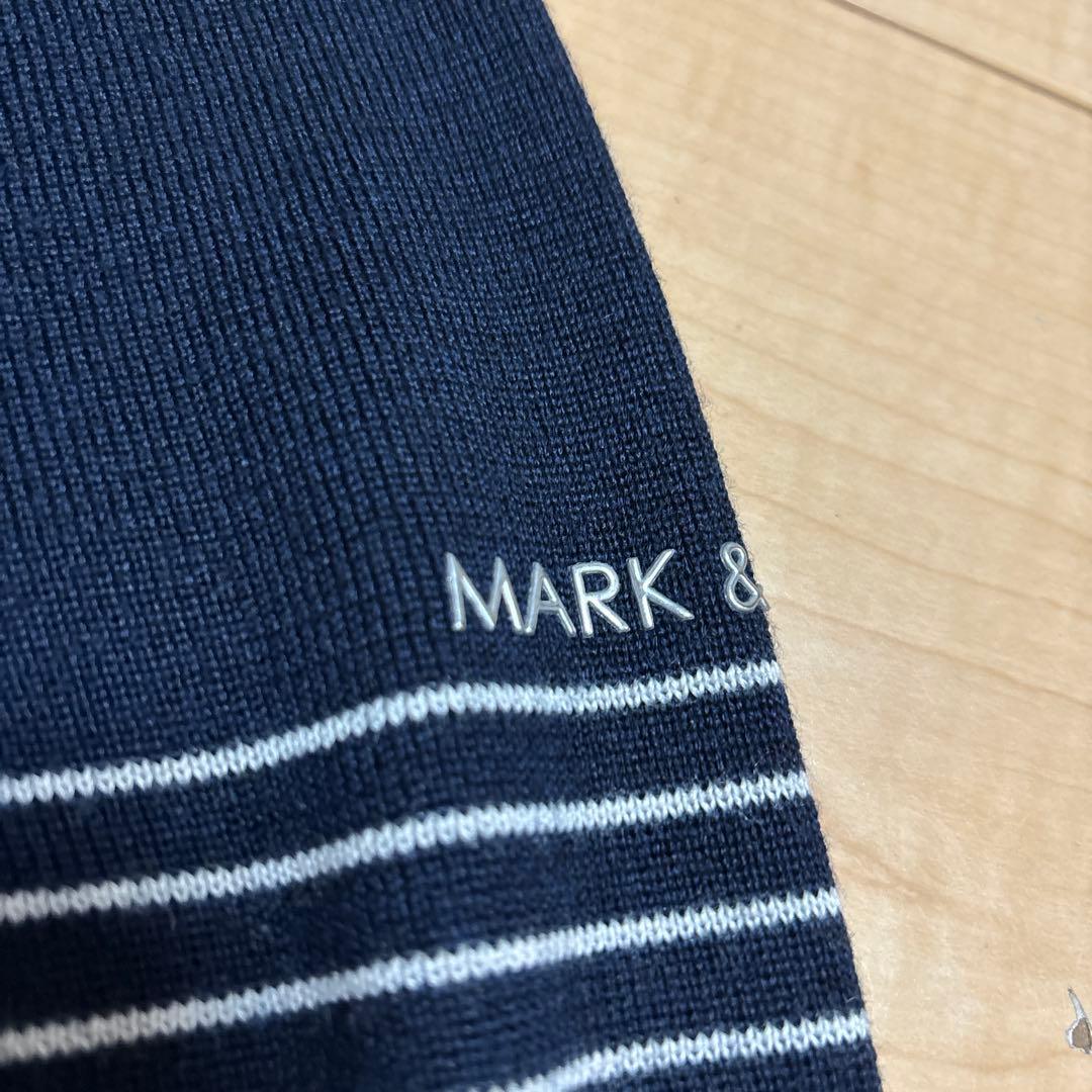 MARK & LONA ニット切替 ジップブルゾン S ネイビー ウール混