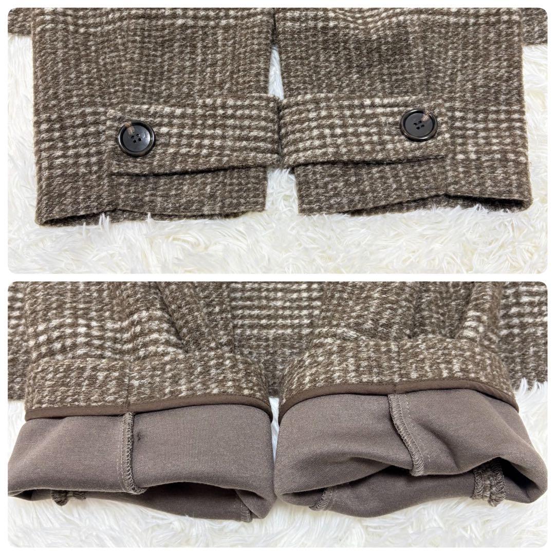 美品✨Spick&Span Wスライバーチェックハーフコート38 ブラウン