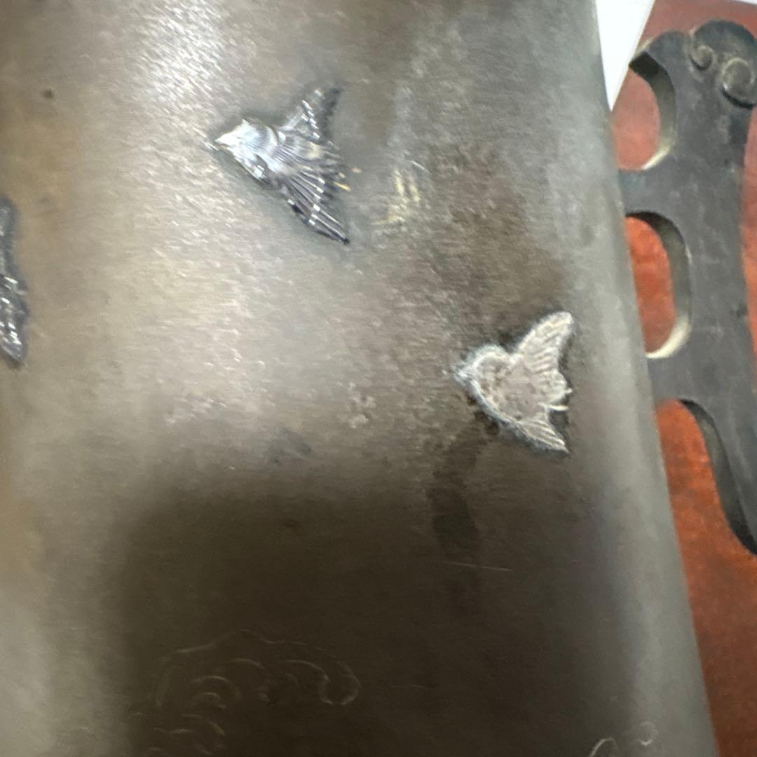 年代物 古董品 唐銅作物 金銀象嵌