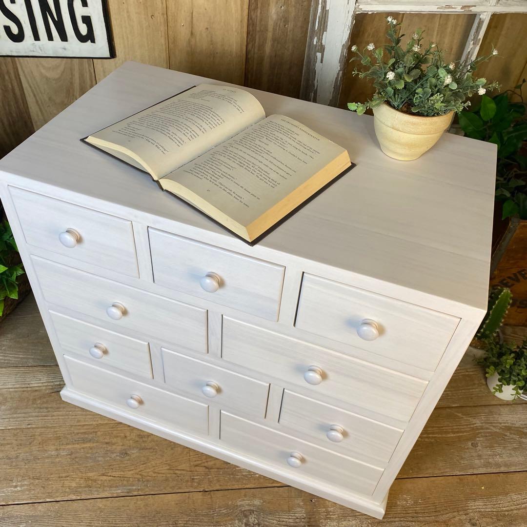 大幅値下げセール中！木製多引き出し桐チェストタンスBホワイト60㎝×53㎝