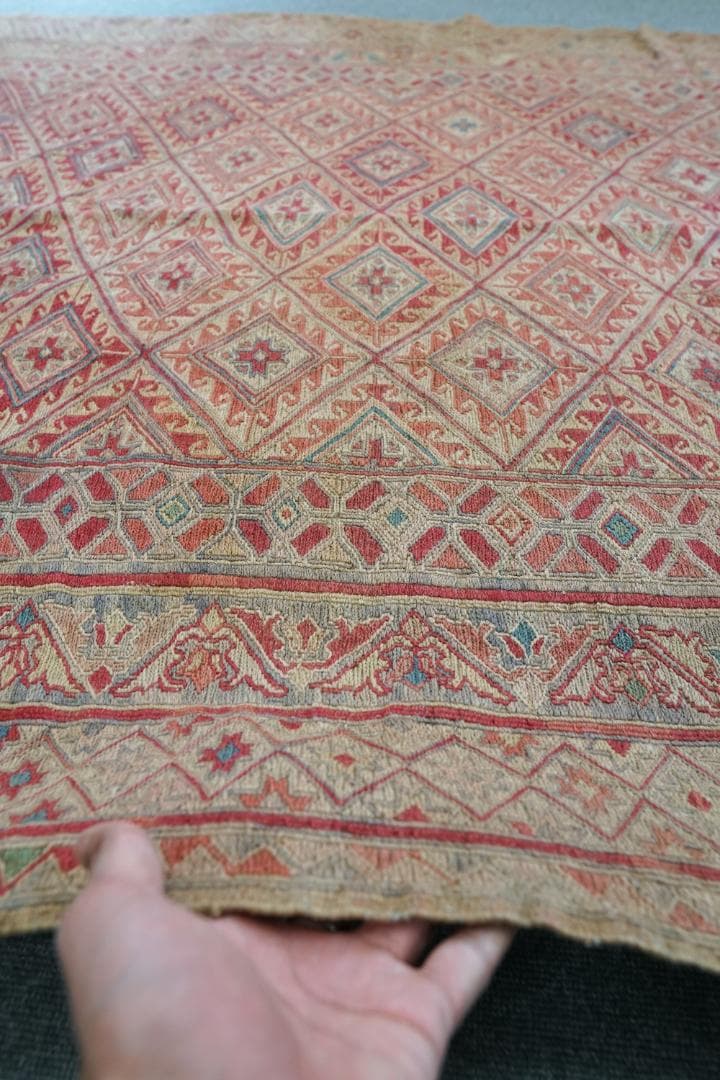 190cm × 132cm ペルシャ手織りキリム ヴィンテージラグ　手織り絨毯