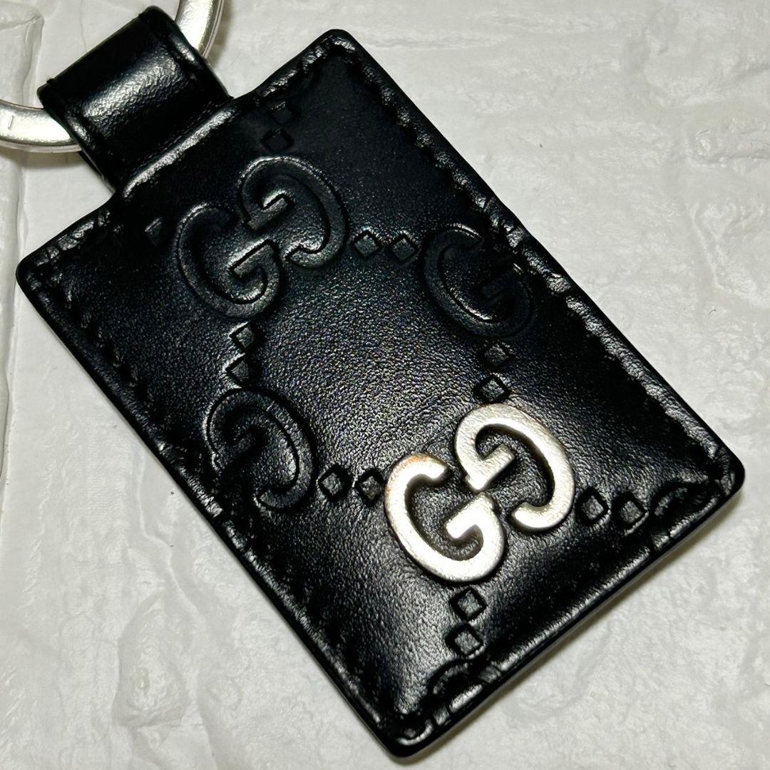 グッチ GUCCI シマ GG キーホルダー キーリング ブラック 黒