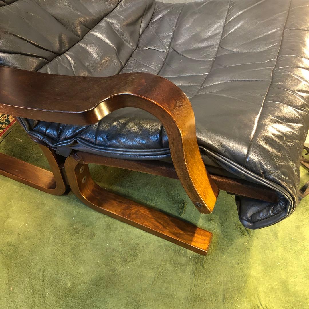 Sale ヴィンテージ 富士ファニチャー　本革　曲げ木ソファ
