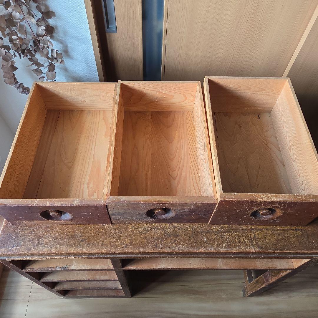 片袖机　左袖　アンティーク　作業台　什器　デスク　無垢　古家具　インテリア