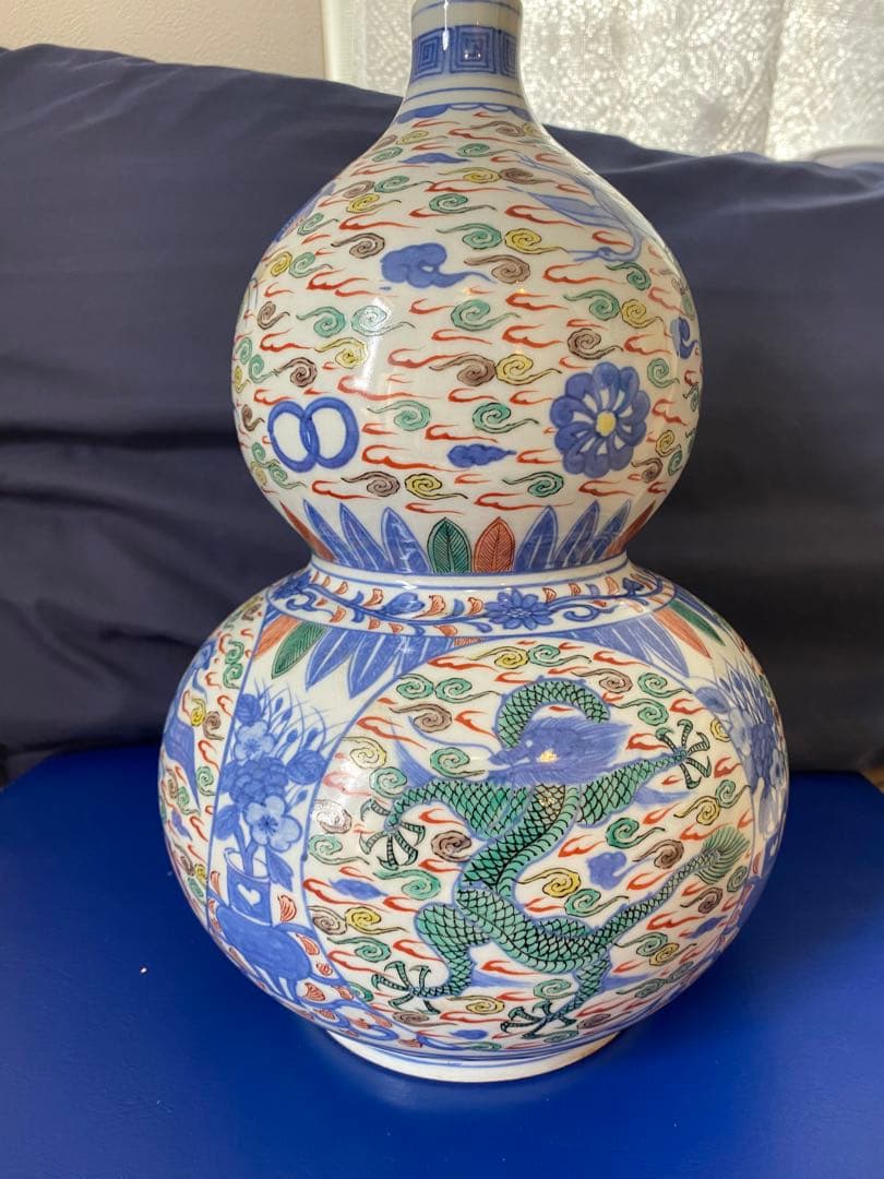 中国大明萬歷年製五彩龍紋葫芦瓶サイズ約高さ30cm径20cm