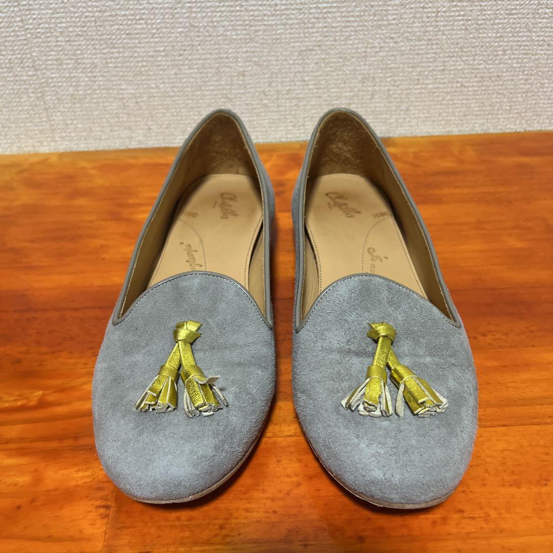 ❀美品 シャテル グレー タッセルローファー 23.5cm 36.5 ゴールド