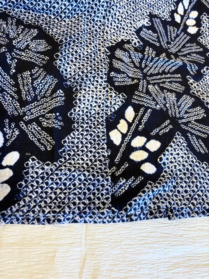 浴衣 絞り 紺色 青 広衿 2507181