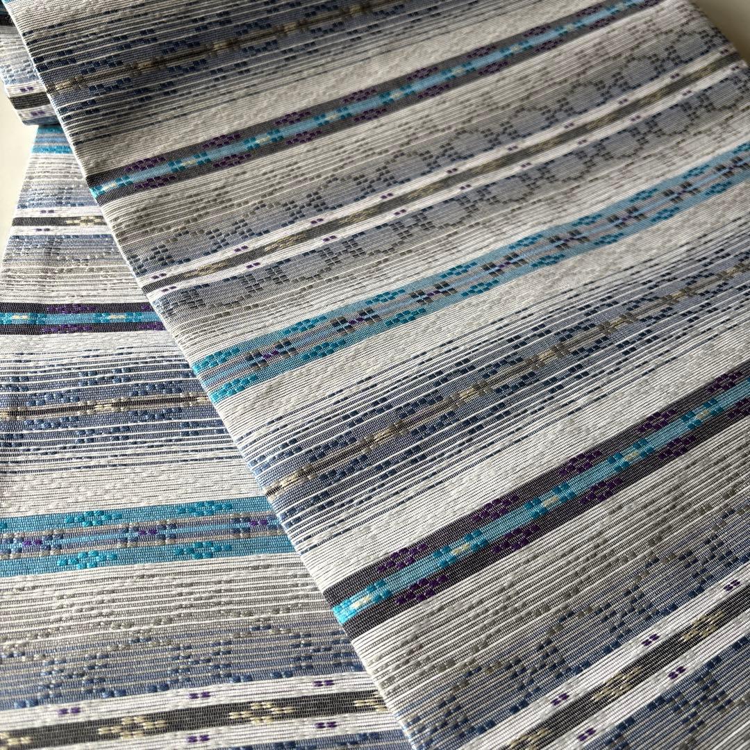 OB82京都西陣織　九寸名古屋帯花織 全通　新品　お仕立て上がり