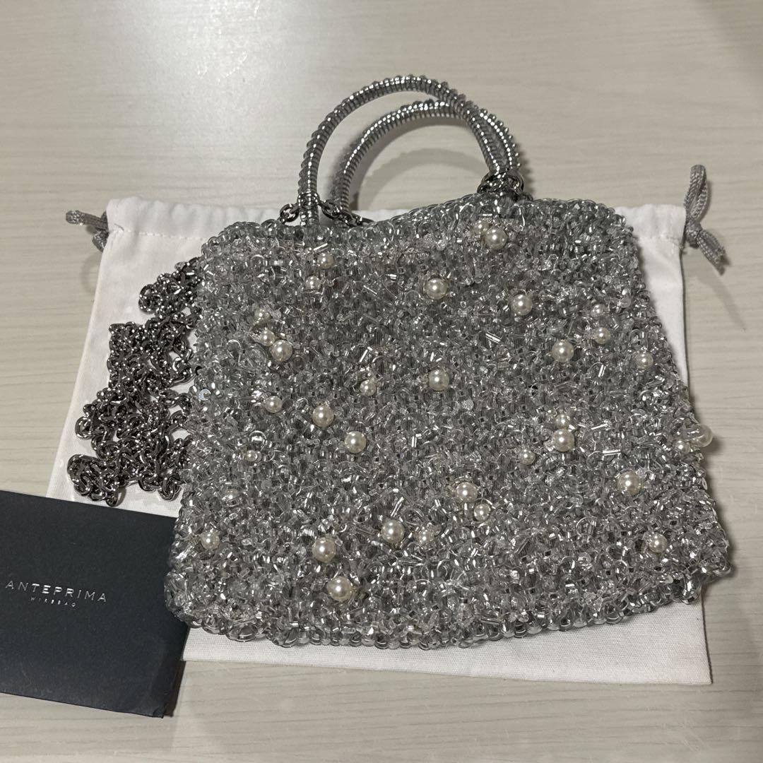 アンテプリマ ANTEPRIMA ペルラグリッター ワイヤーバッグ シルバー
