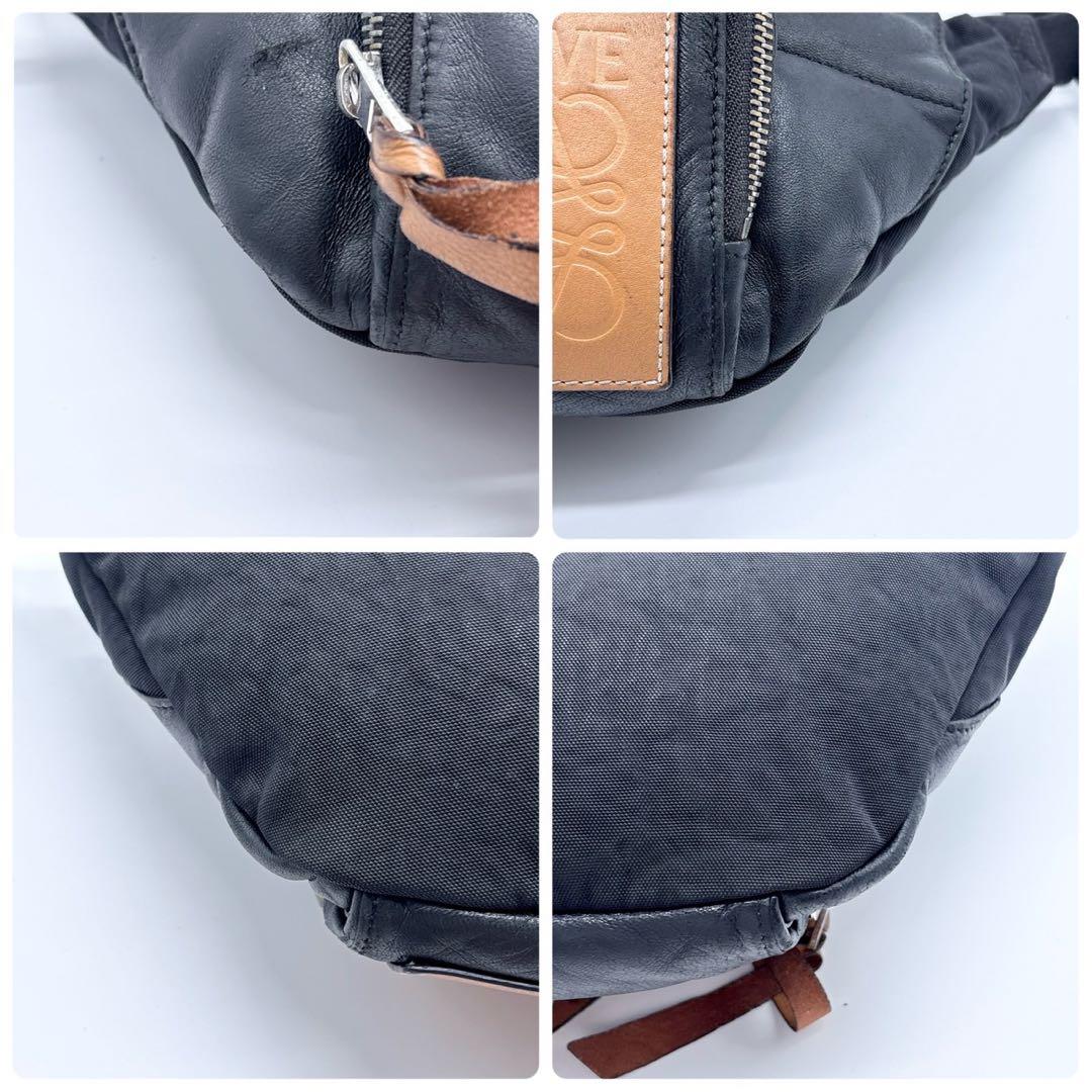 LOEWE ロエベ レザー ボディバッグ アナグラムパッチ ブラック スペイン製