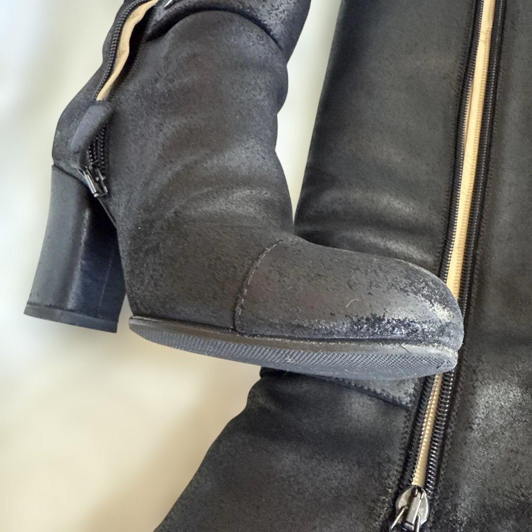 CHANEL シャネル　ヌバック　レザー　ココマーク　ロングブーツ　36