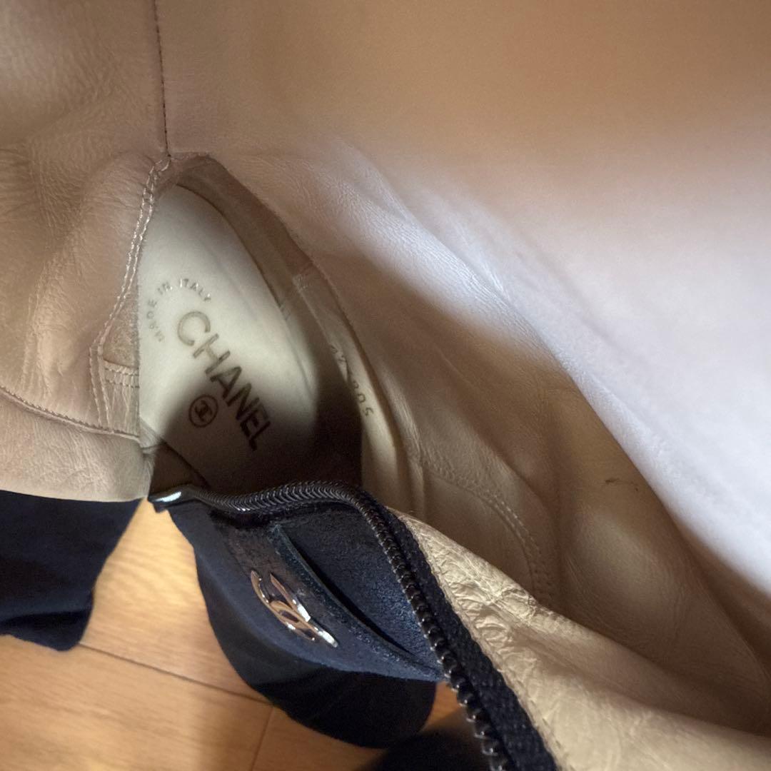 CHANEL シャネル　ヌバック　レザー　ココマーク　ロングブーツ　36