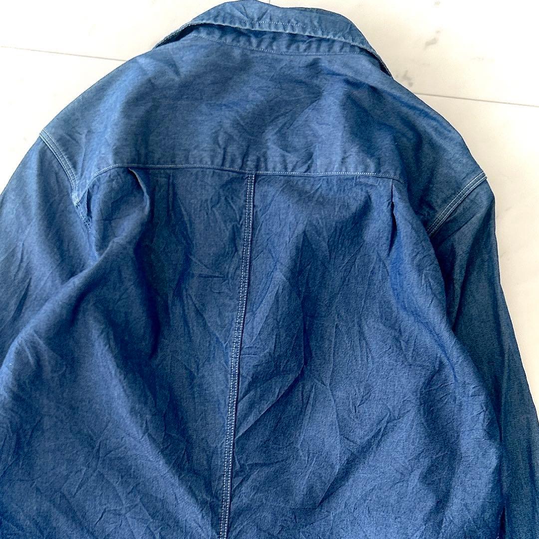 美品 フランク&アイリーン BARRY シワ加工 デニム スキッパーシャツ XS