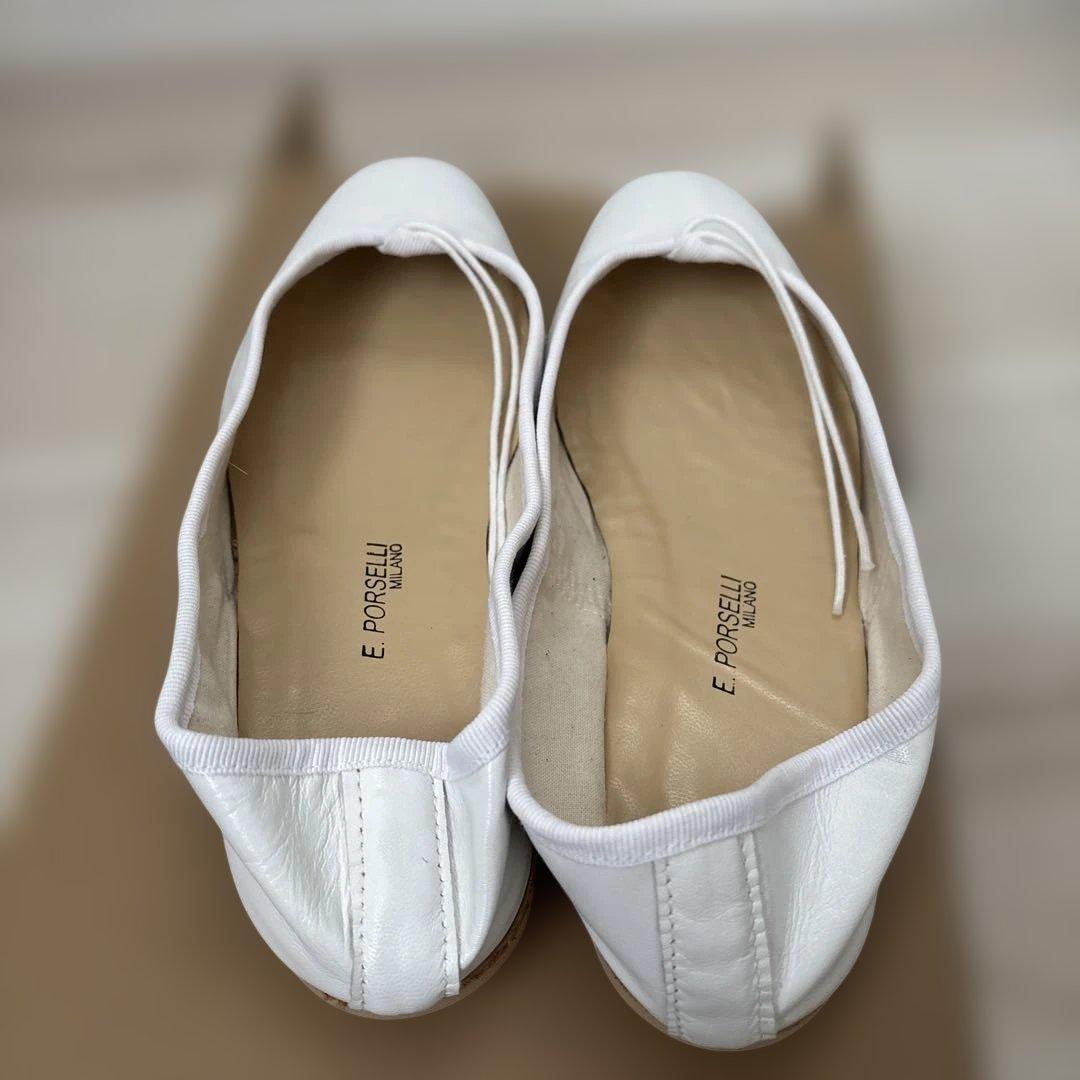 E. Porselli ホワイト バレエシューズ