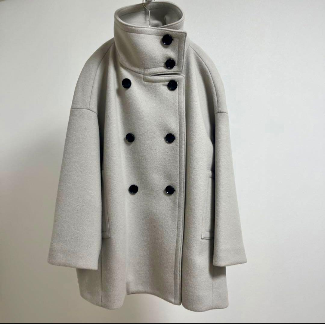 NOBLE スタンドカラーオーバーコート　ベージュ