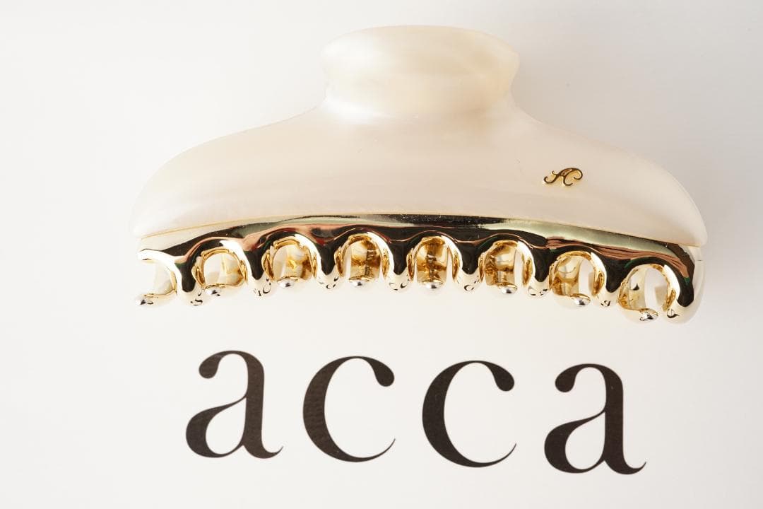 acca アッカ ヘアヘアクリップ ラージ 大 パールホワイトベージュ＆ゴールド