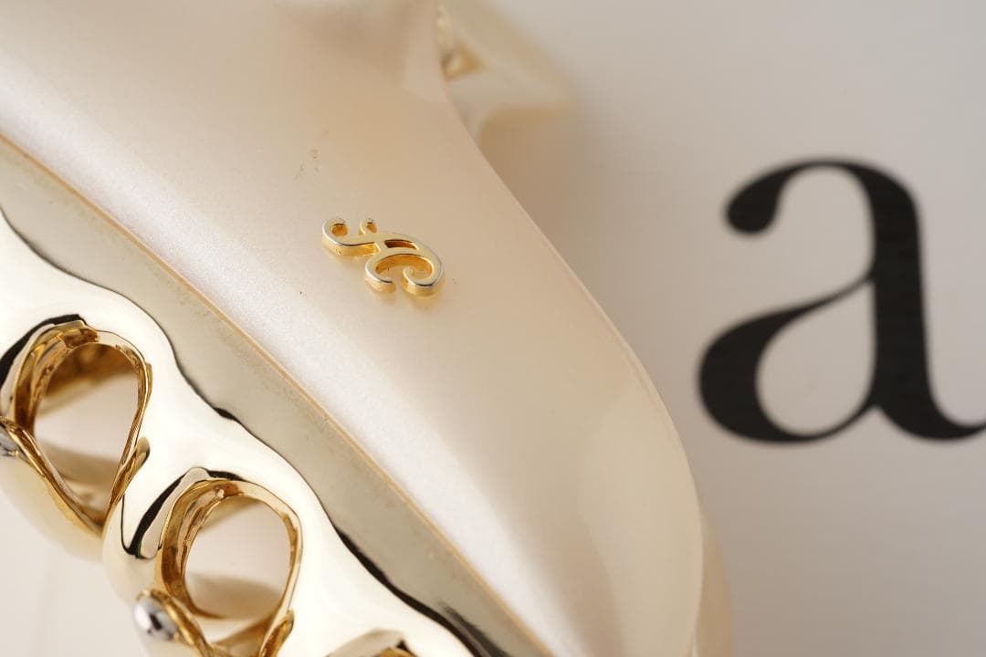 acca アッカ ヘアヘアクリップ ラージ 大 パールホワイトベージュ＆ゴールド