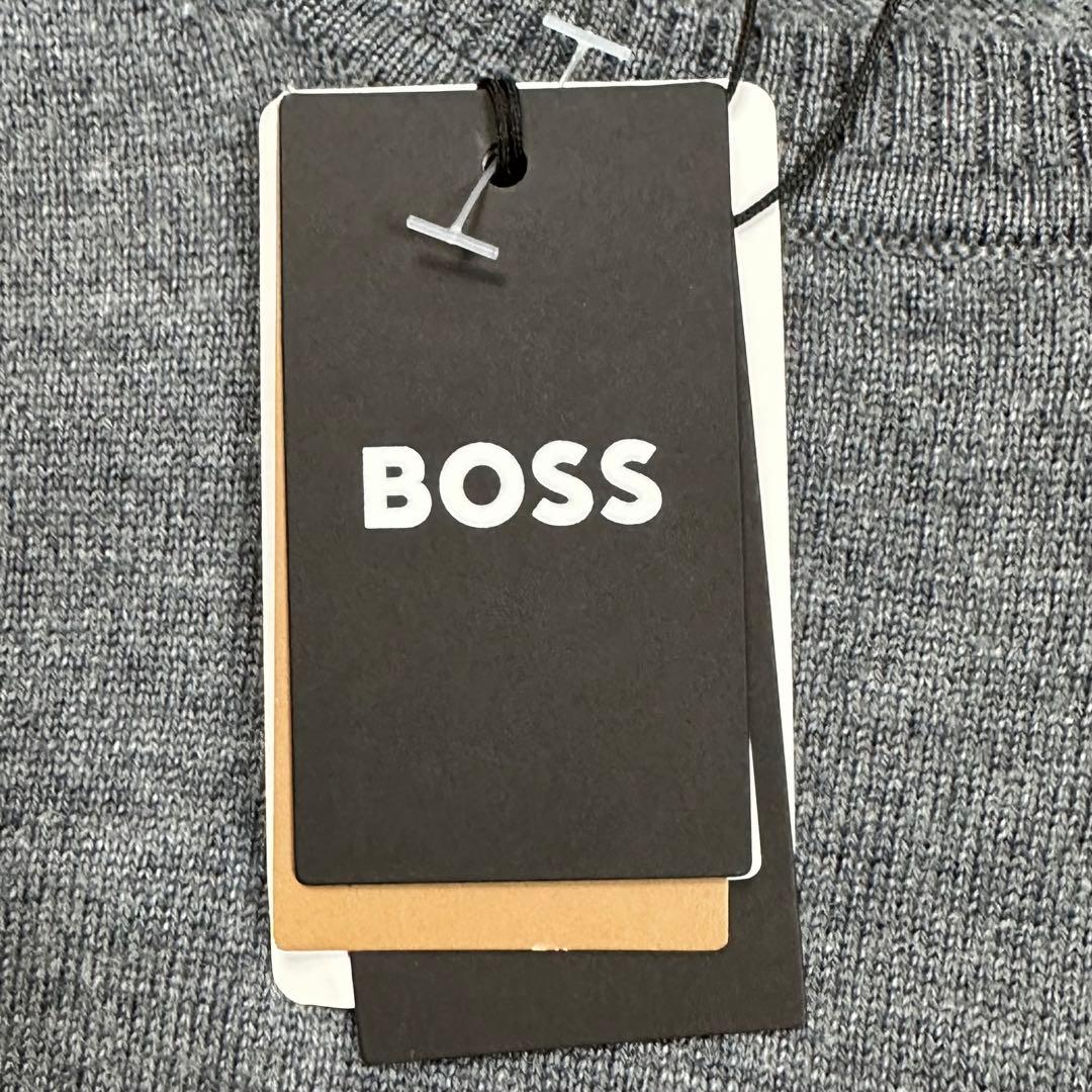 〈新品〉BOSS ボス【L】ウール100%クルーネックニット グレー