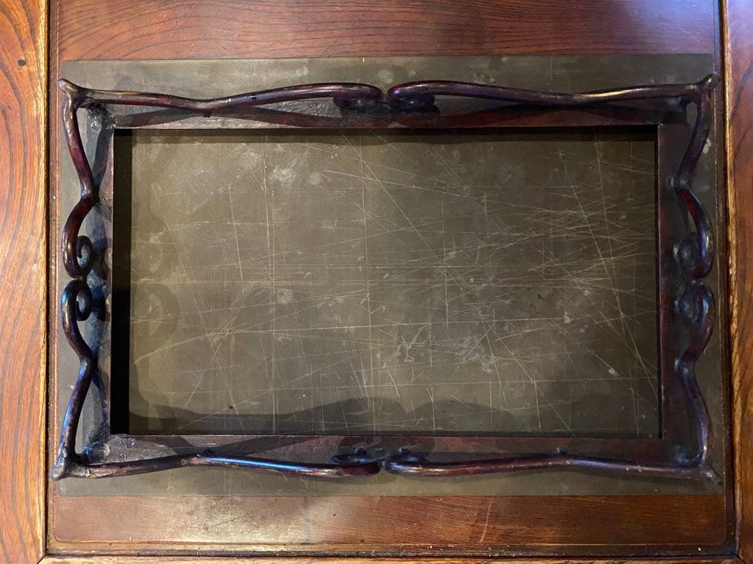 アンティーク装飾アイアン製　ガラス台 ヴィンテージ　レア 鉢受け　観葉植物