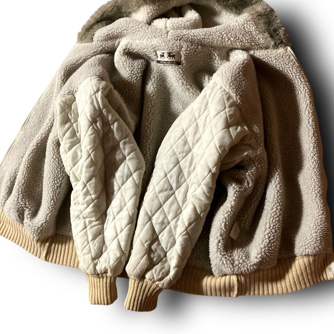 BLAIZE様☆ノルディック柄カウチンニットセーター総柄ファーフーディジップアッ