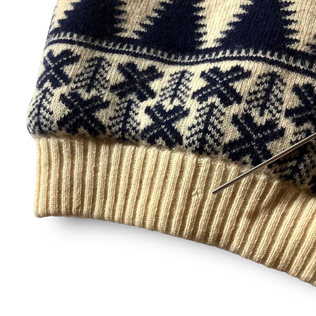 BLAIZE様☆ノルディック柄カウチンニットセーター総柄ファーフーディジップアッ