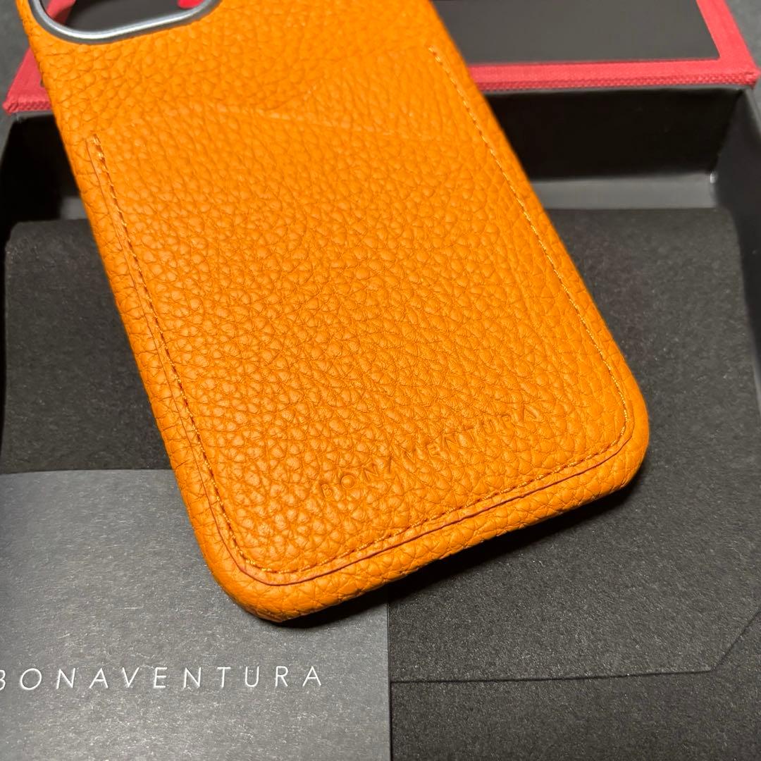 【新品化粧箱付】BONAVENTURA オレンジレザー iPhone15用ケース
