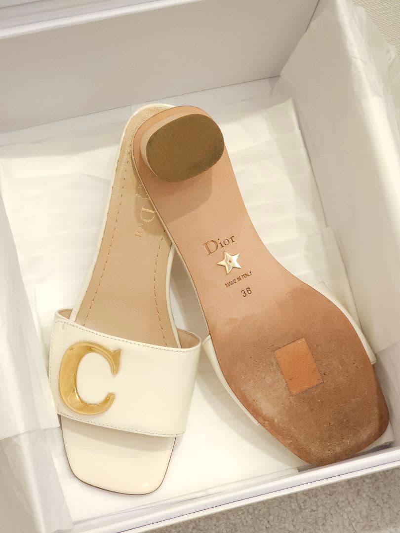 Christian Dior ホワイト ミュール C&Dロゴ