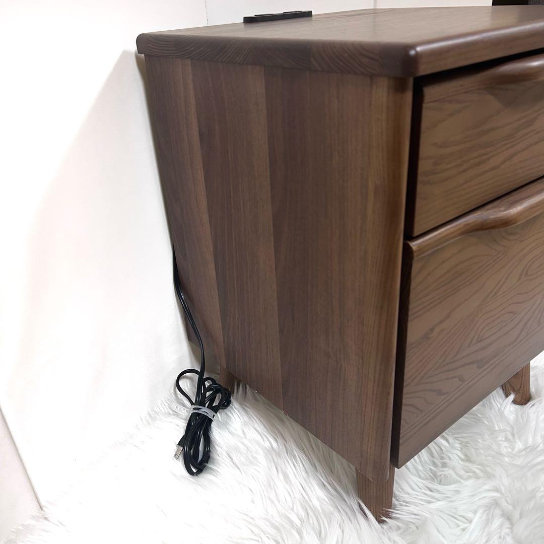 【廃盤希少】ニトリ　NITORI ナイトテーブル　アーシュ2段　コンセント2 ②