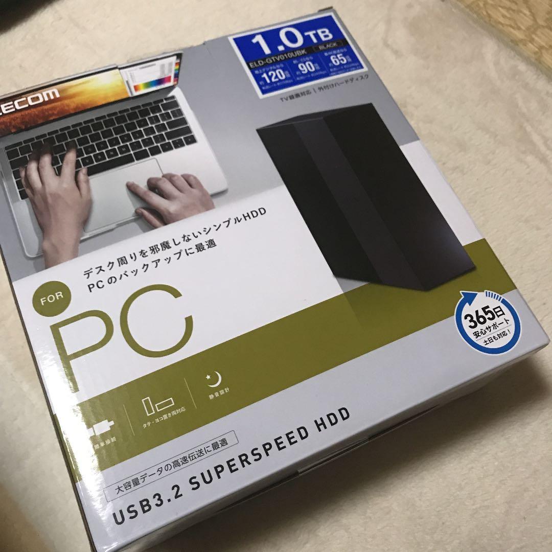 【近々メルカリ削除】4K対応外付HDD/ELECOM/ELD-GTV010UBK