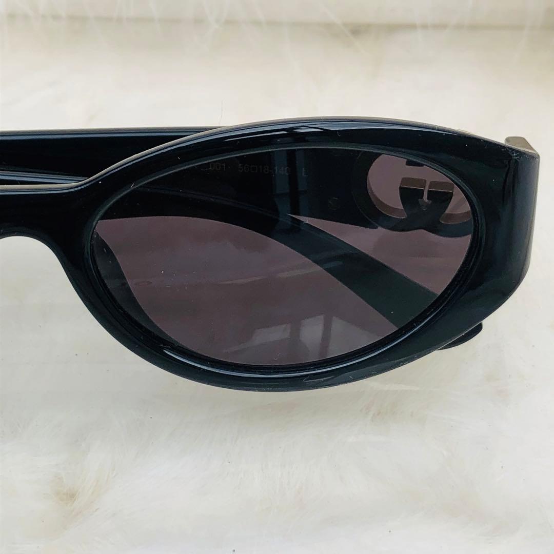 GUCCI ブラック オーバルサングラス GG柄 ゴールド 男女兼用　早い者勝ち