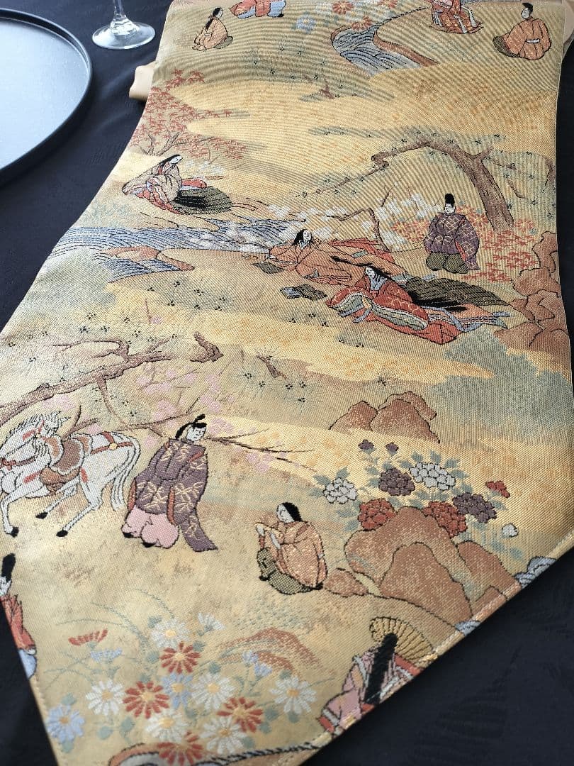 A876★逸品‼️全通帯‼️豪華刺繍‼️テーブルランナー2m12cm