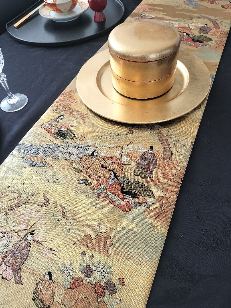 A876★逸品‼️全通帯‼️豪華刺繍‼️テーブルランナー2m12cm